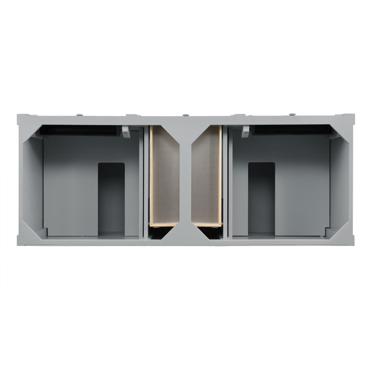 Urban Gray 60" Double Freestanding Solid Surface Vanity with Plywood Base