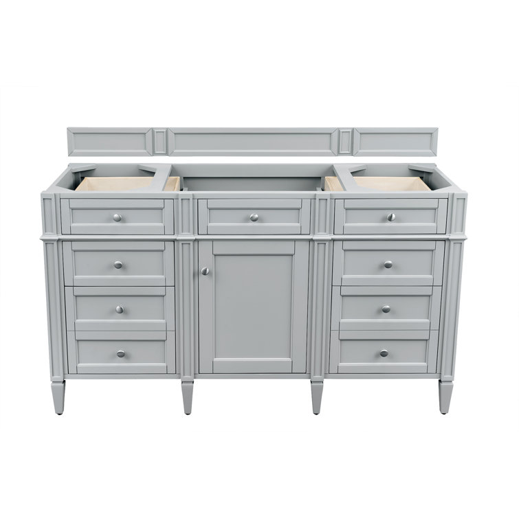 Urban Gray 60" Solid Wood Single Vanity Base with Backsplash