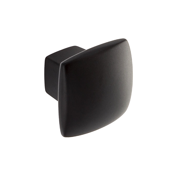 Matte Black Square Cabinet Knob with Mounting Hardware