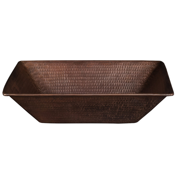 17" Rectangular Hammered Copper Wall-Mount Vessel Sink