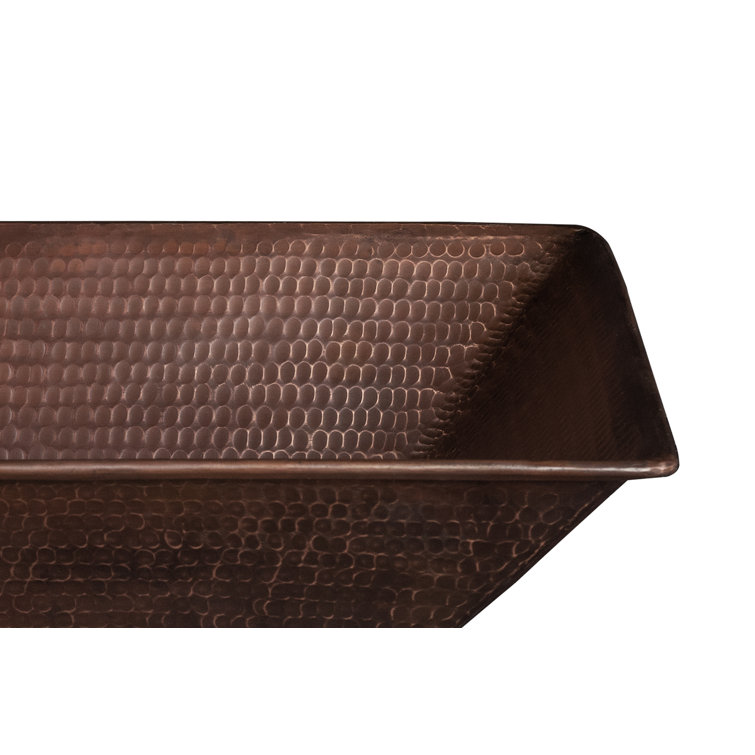 17" Rectangular Hammered Copper Wall-Mount Vessel Sink