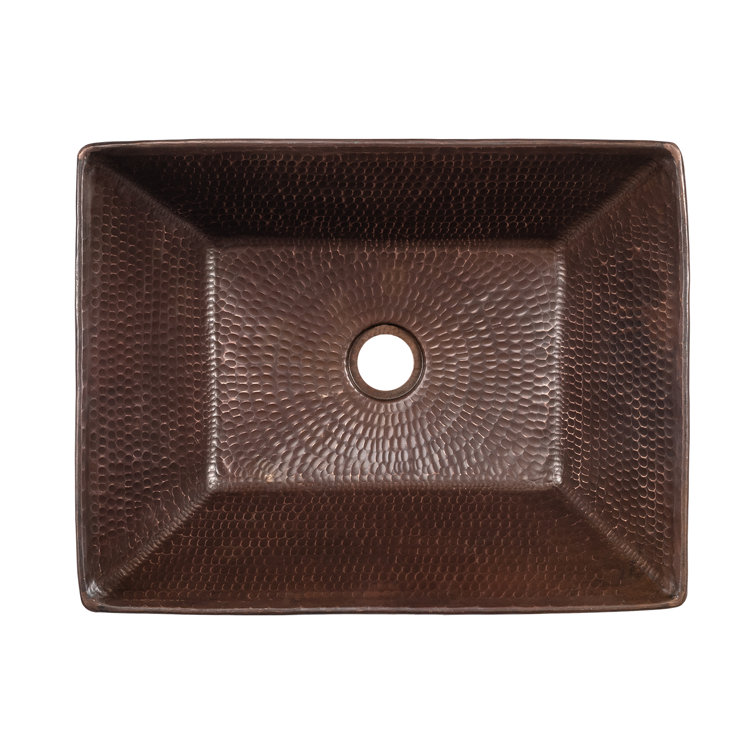 17" Rectangular Hammered Copper Wall-Mount Vessel Sink