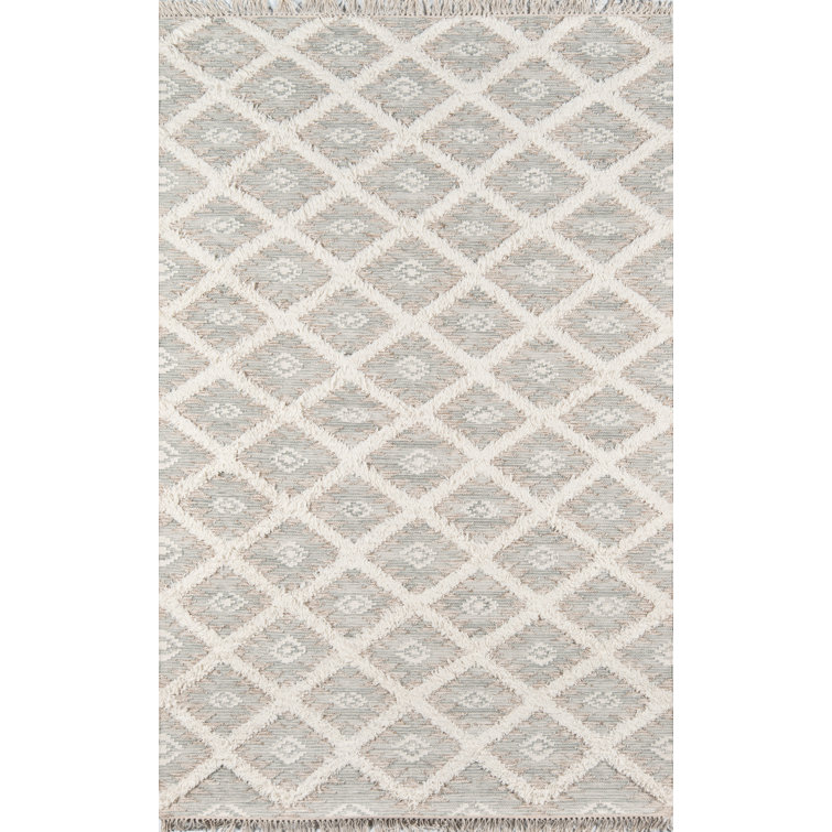 Gray Hand-Knotted Wool Geometric 5' x 7' Area Rug