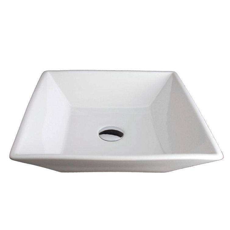 White Ceramic Square Vessel Bathroom Sink