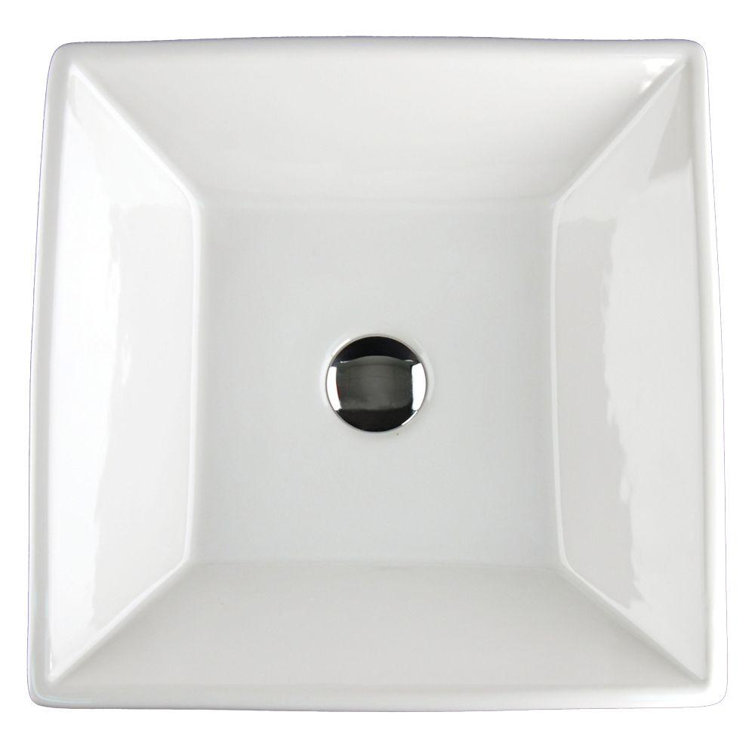 White Ceramic Square Vessel Bathroom Sink