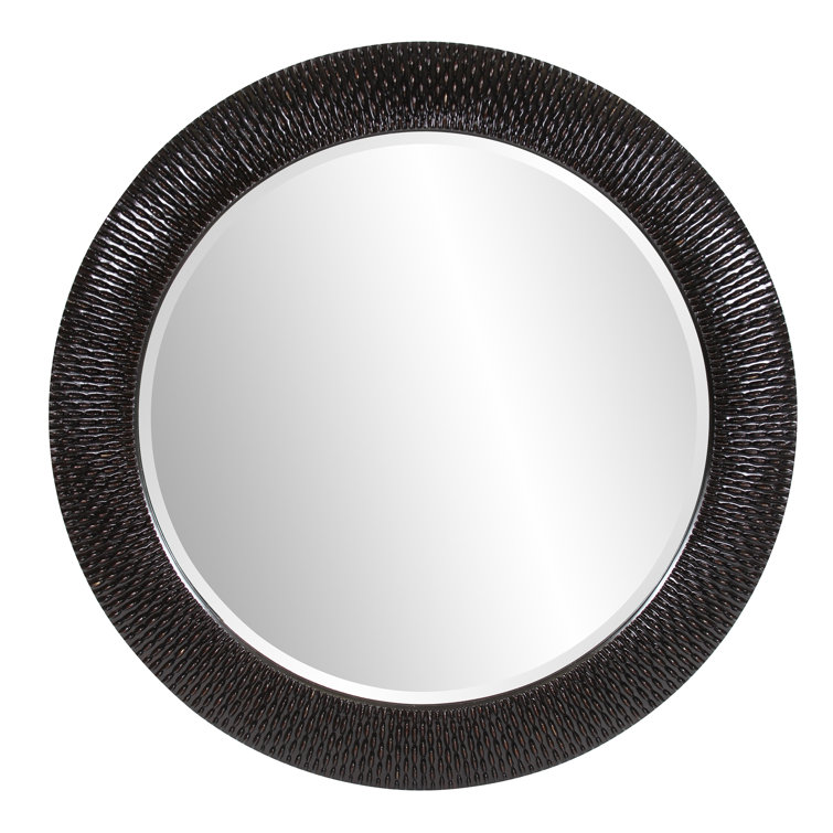 Oversized Round Silver and Gold Textured Wall Mirror