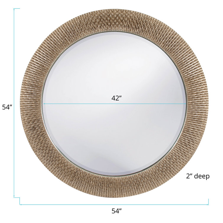 Oversized Round Silver and Gold Textured Wall Mirror