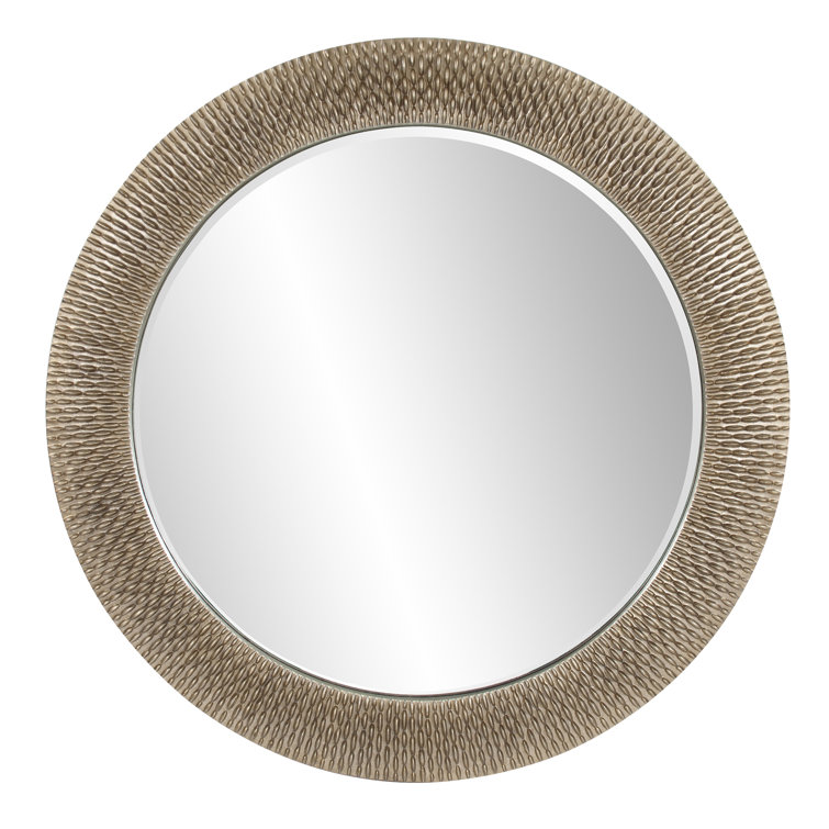 Oversized Round Silver and Gold Textured Wall Mirror