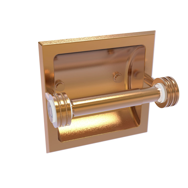 Brushed Bronze Recessed Toilet Paper Holder with Dotted Accents