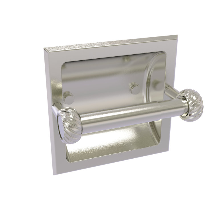 Satin Nickel Recessed Toilet Paper Holder with Twisted Accents