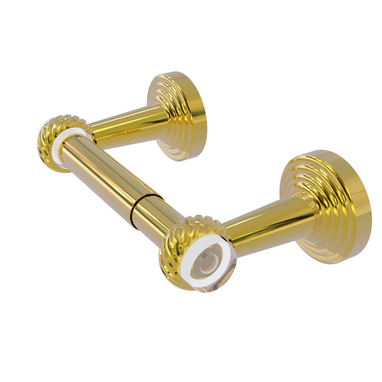 Polished Brass and Acrylic Wall Mounted Toilet Paper Holder