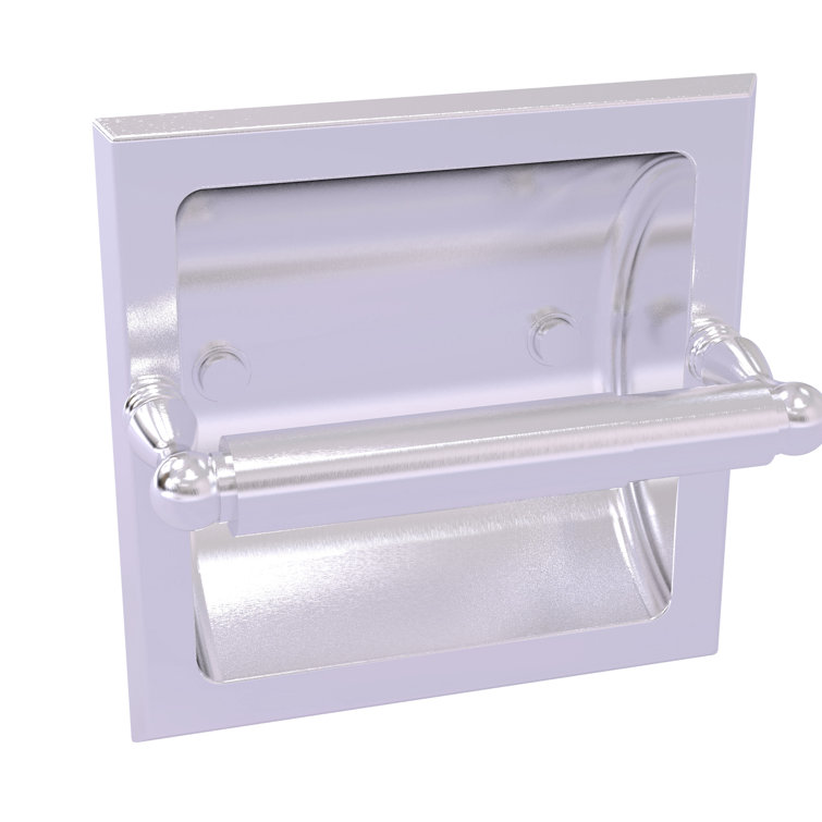 Satin Chrome Recessed Wall Mounted Toilet Paper Holder