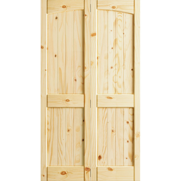 Natural Pine 32'' x 80'' Paneled Bi-Fold Door