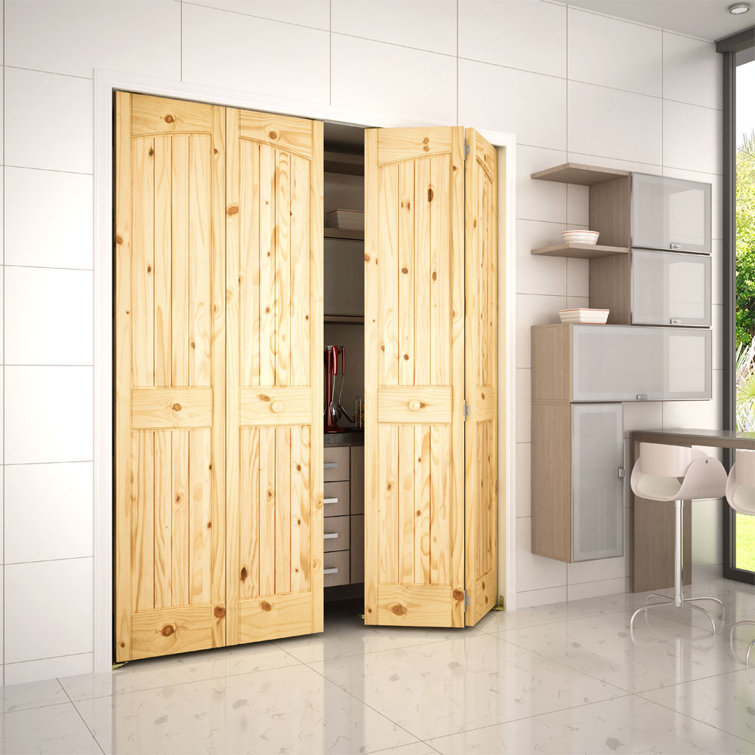 Natural Pine 32'' x 80'' Paneled Bi-Fold Door
