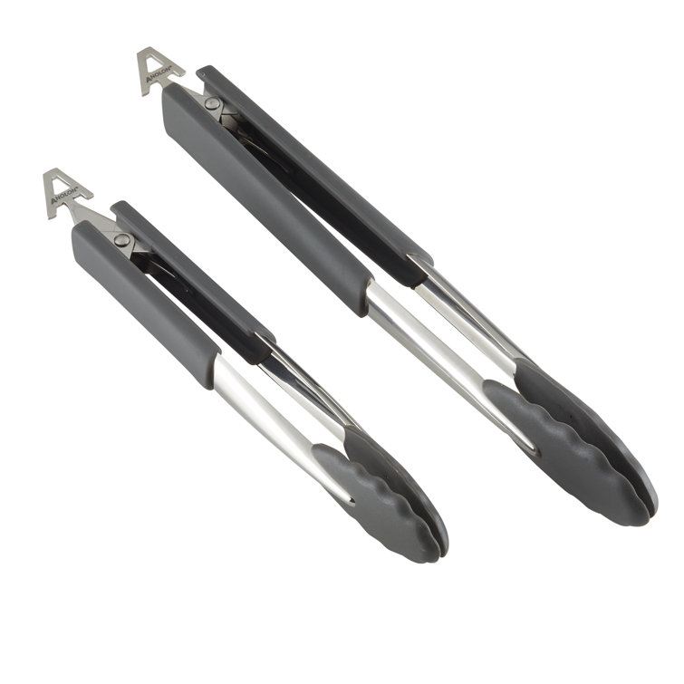 Anolon Anolon Tools and Gadgets SureGrip Nylon Nonstick Locking Tongs Set, 2-Pieces, Graphite