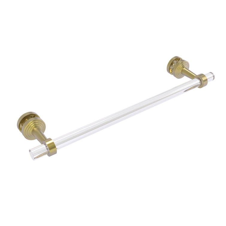 Satin Brass and Clear Acrylic Wall Mounted Shower Door Towel Bar