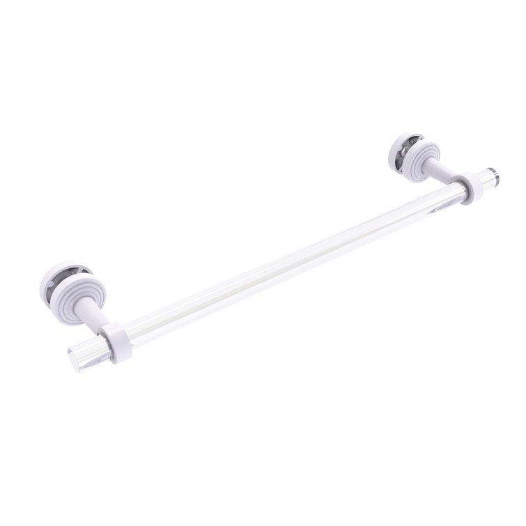 Matte White Acrylic and Brass Wall Mounted Towel Bar