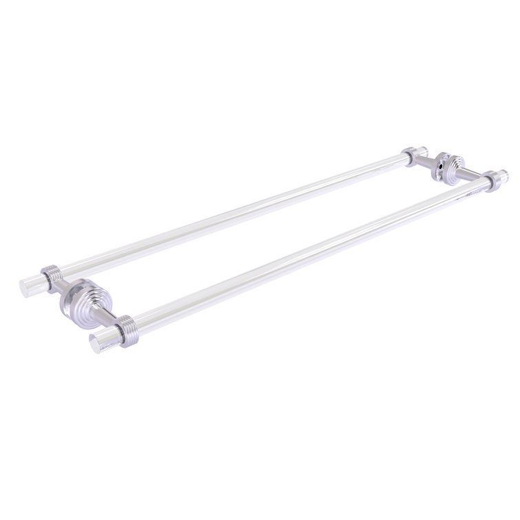 Chrome Wall Mounted Towel Holder Set with Grooved Accents