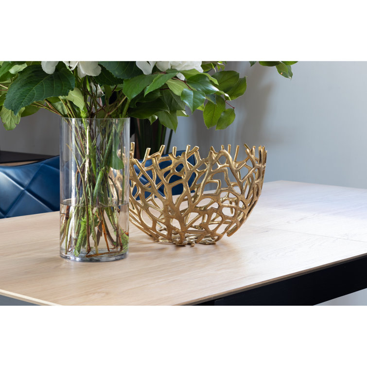 Gold Aluminum Contemporary Decorative Bowl Set of Two