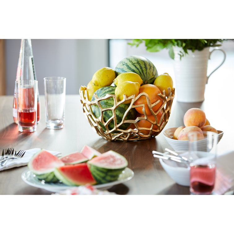 Gold Aluminum Contemporary Decorative Bowl Set of Two