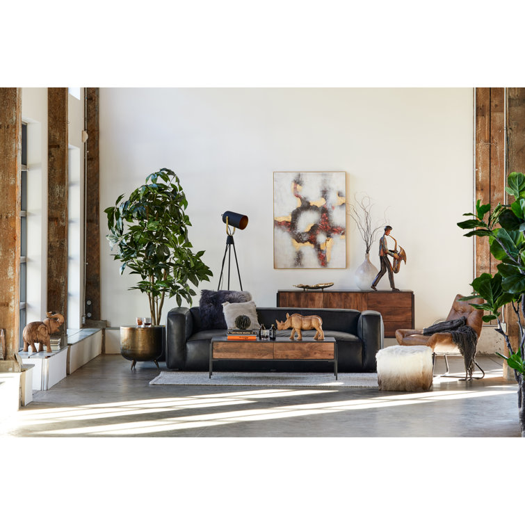 Cappuccino Graduate Leather Lounge Chair with Metal Frame