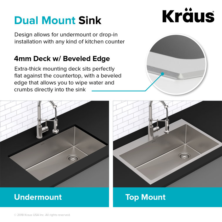 18" Satin Stainless Steel Drop-In Single Bowl Kitchen Sink