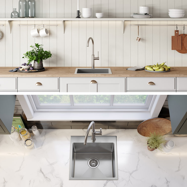18" Satin Stainless Steel Drop-In Single Bowl Kitchen Sink
