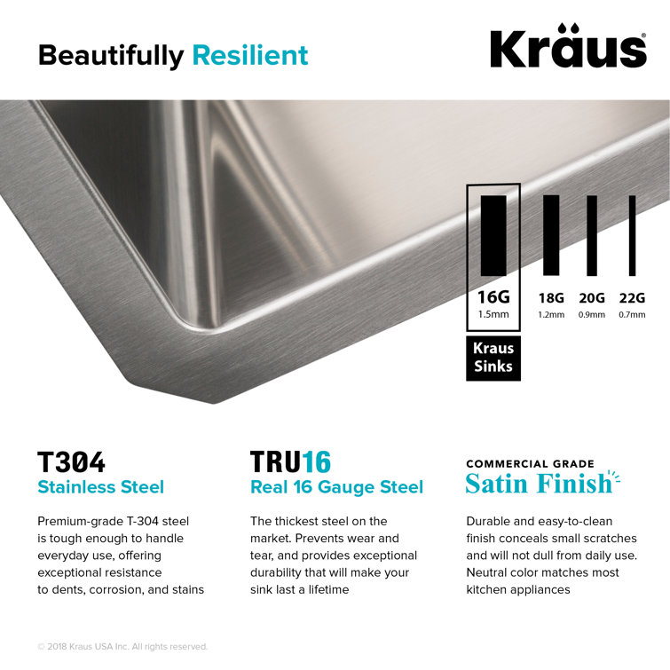 Kraus 32-Inch Satin Stainless Steel Double Bowl Undermount Sink
