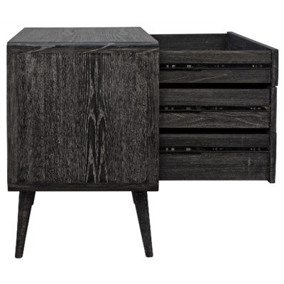Cinder Black Mindi Wood Mid-Century Modern Accent Chest