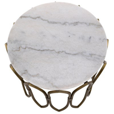 Nola 22" Round Stone Top Metal End Table