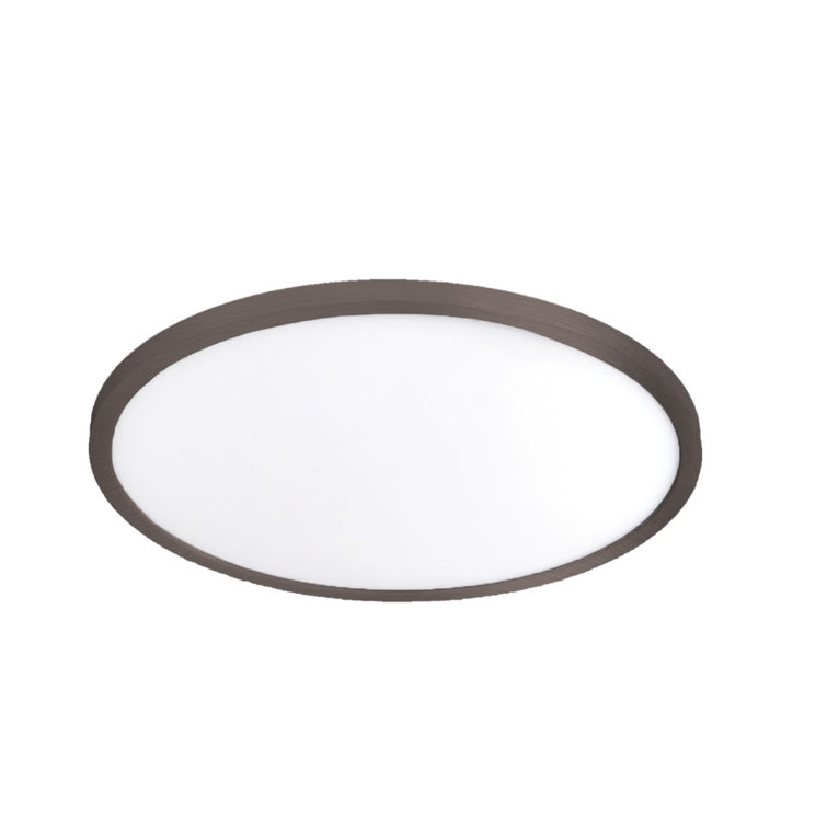 Sleek Edge-Lit Bronze LED Flush Mount Light, 15"
