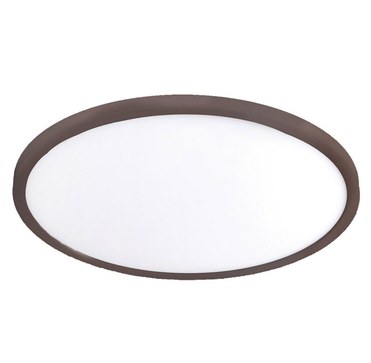 Sleek Edge-Lit Bronze LED Flush Mount Light, 15"