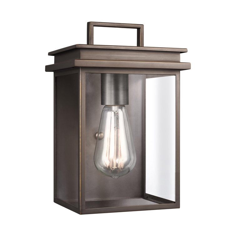 Antique Bronze Rectangular Lantern with Clear Glass Shade