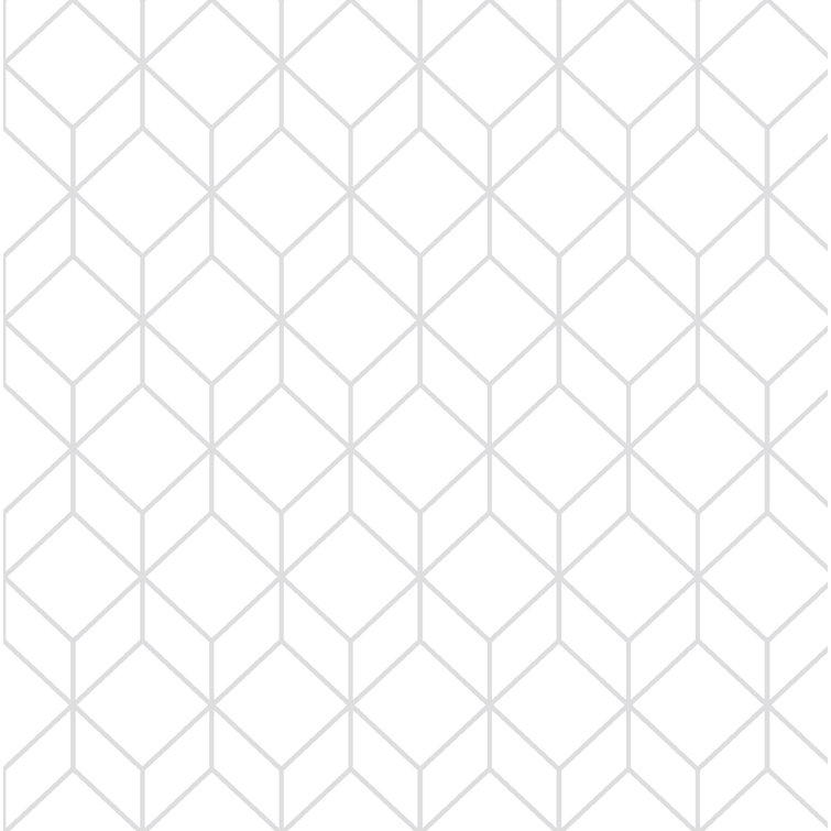 White and Silver Geometric Vinyl Wallpaper Roll