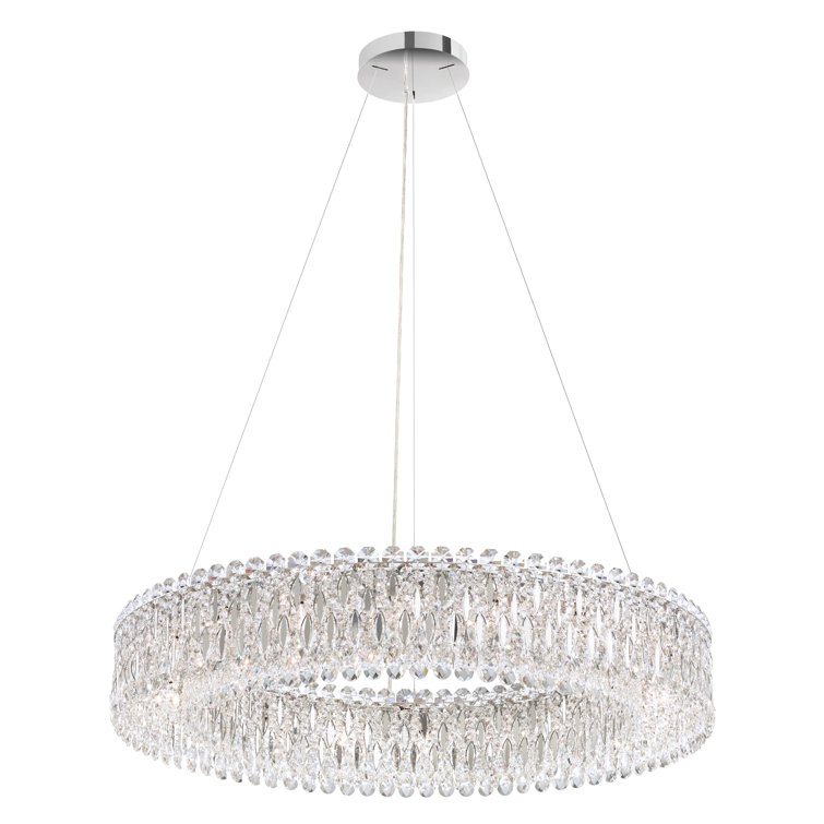 Sarella 18-Light Stainless Steel Drum Chandelier with Clear Heritage Crystals