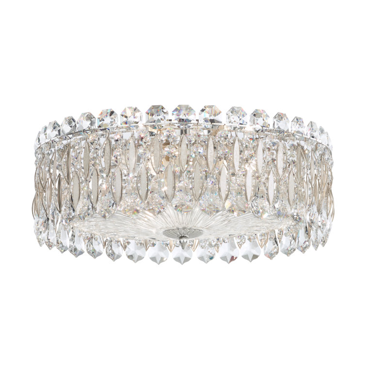Sarella Antique Silver 3-Light Flush Mount with Clear Heritage Crystals