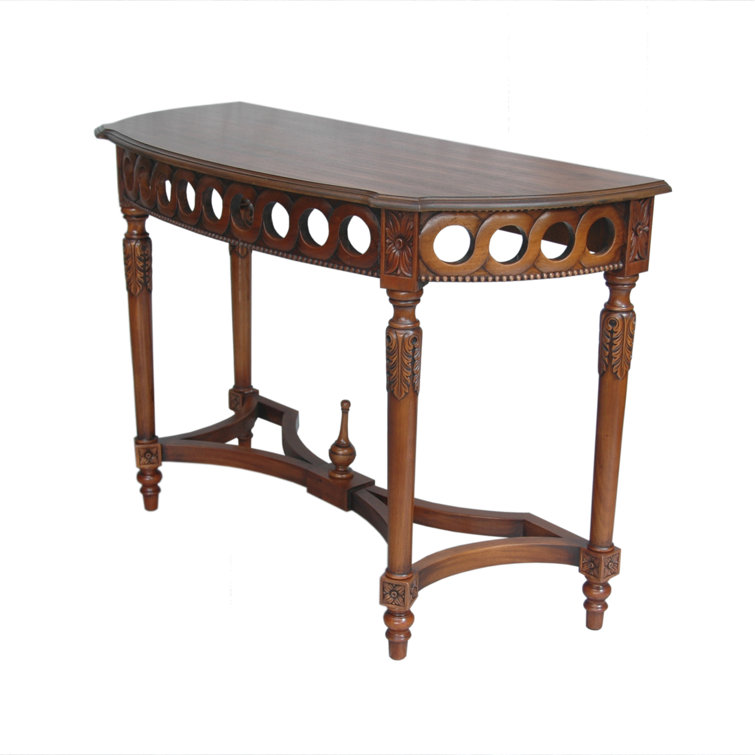 Mahogany Acanthus Carved Demilune Console Table