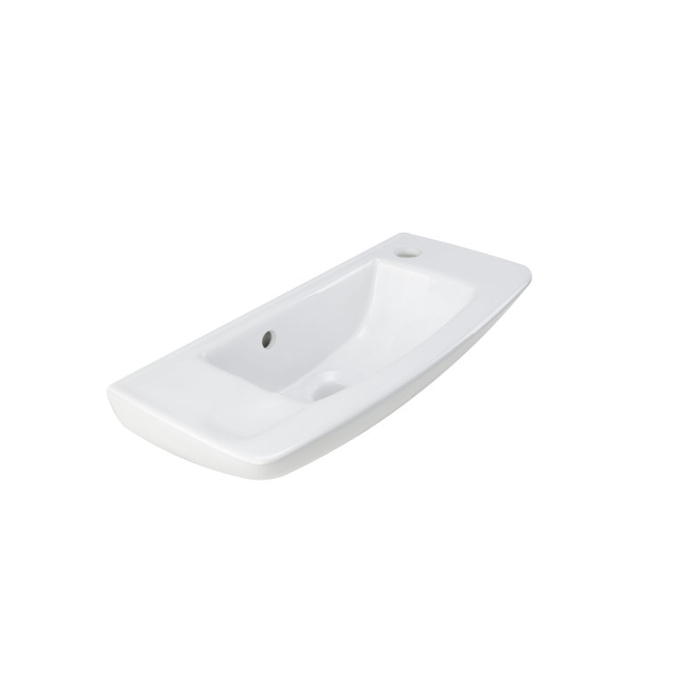 Compact White Glazed Ceramic Wall-Mount Vessel Sink
