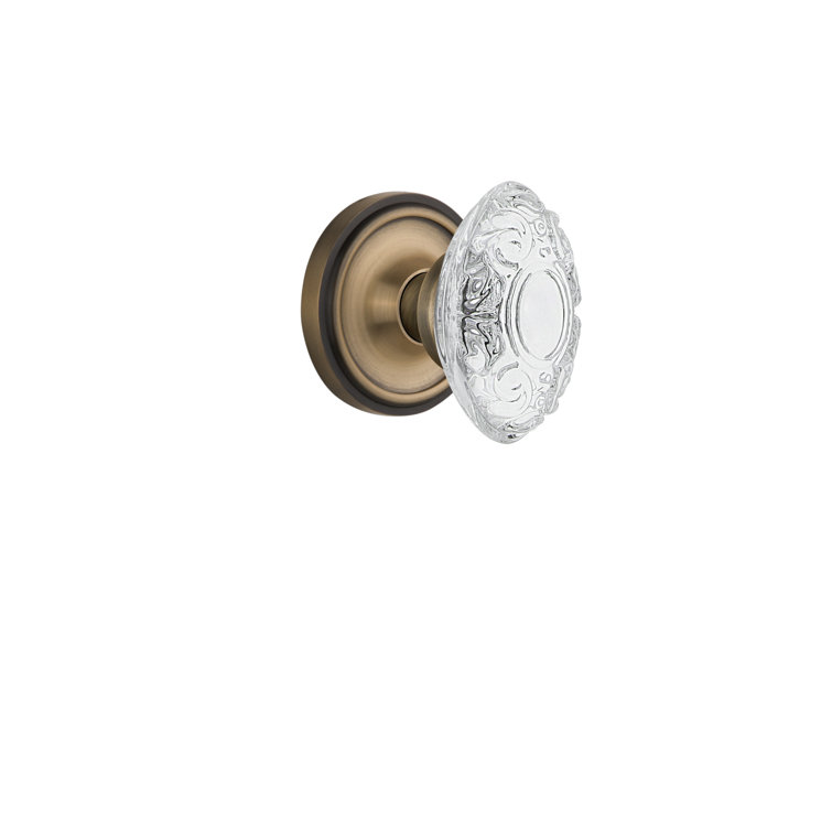 Antique Brass Double Dummy Crystal Victorian Door Knob