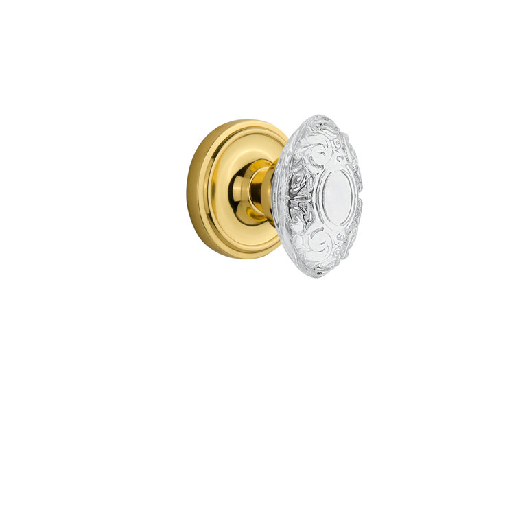 Victorian Crystal Knob with Unlacquered Brass Rosette