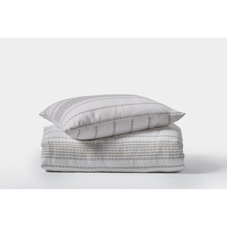 Ivory and Black Organic Cotton King Duvet Cover