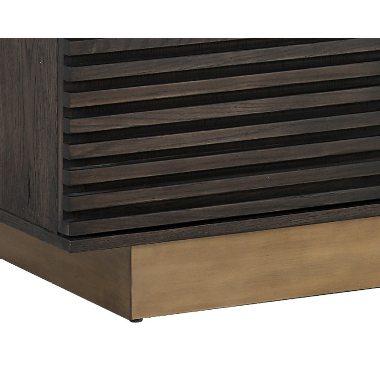 Contemporary 78.75'' Brown Sideboard with Antique Brass Base