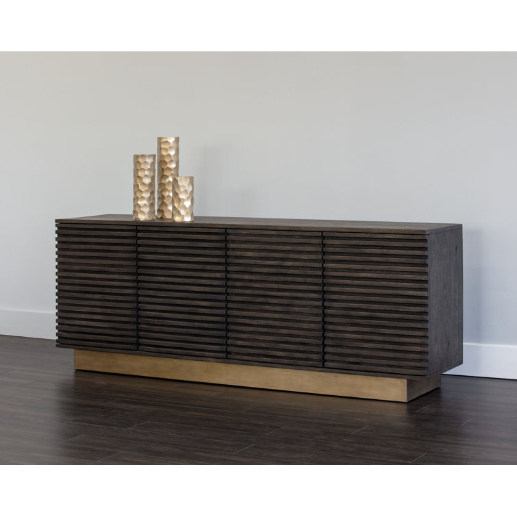 Contemporary 78.75'' Brown Sideboard with Antique Brass Base