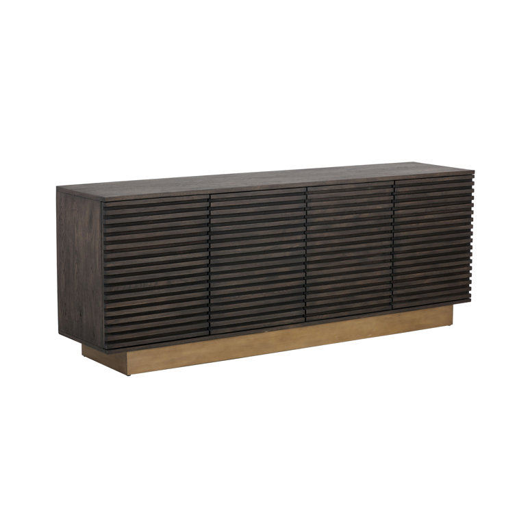 Contemporary 78.75'' Brown Sideboard with Antique Brass Base