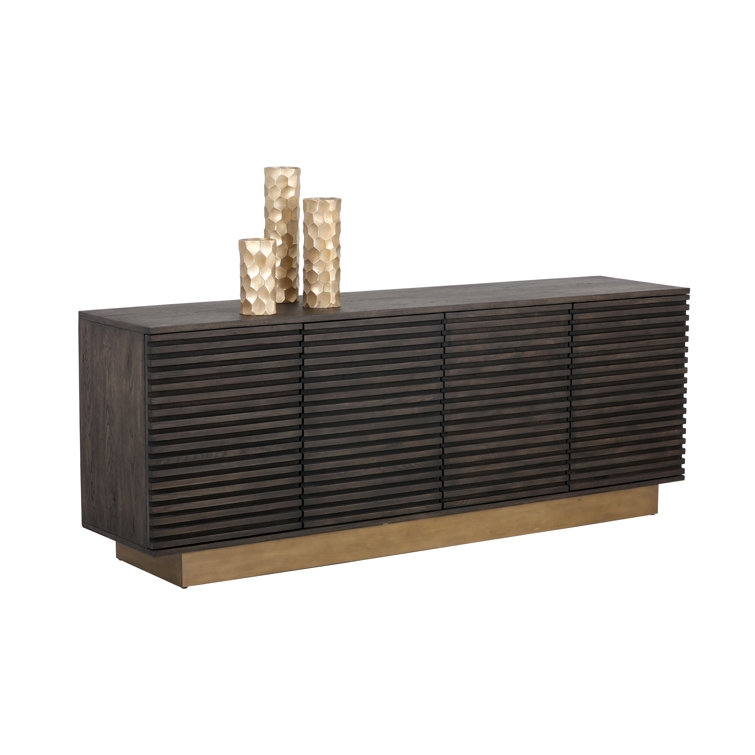 Contemporary 78.75'' Brown Sideboard with Antique Brass Base