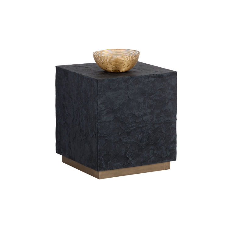 Black Slate Effect Square Concrete End Table