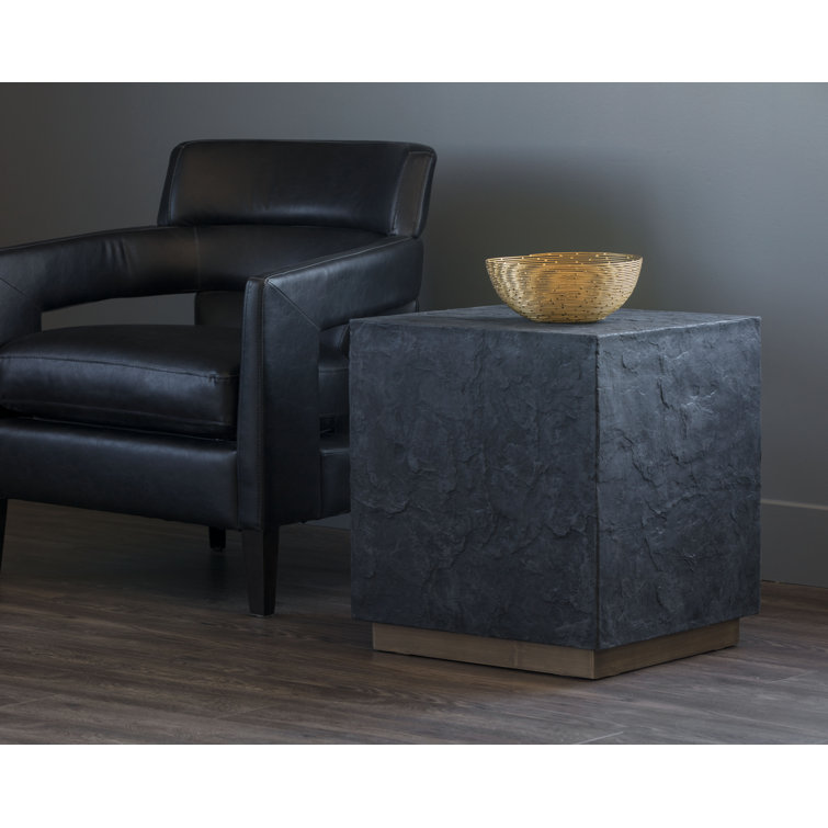 Black Slate Effect Square Concrete End Table