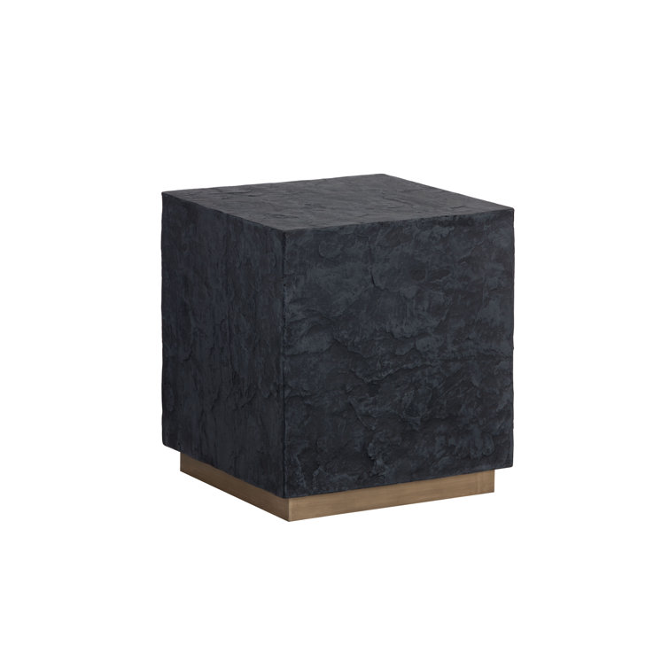 Black Slate Effect Square Concrete End Table