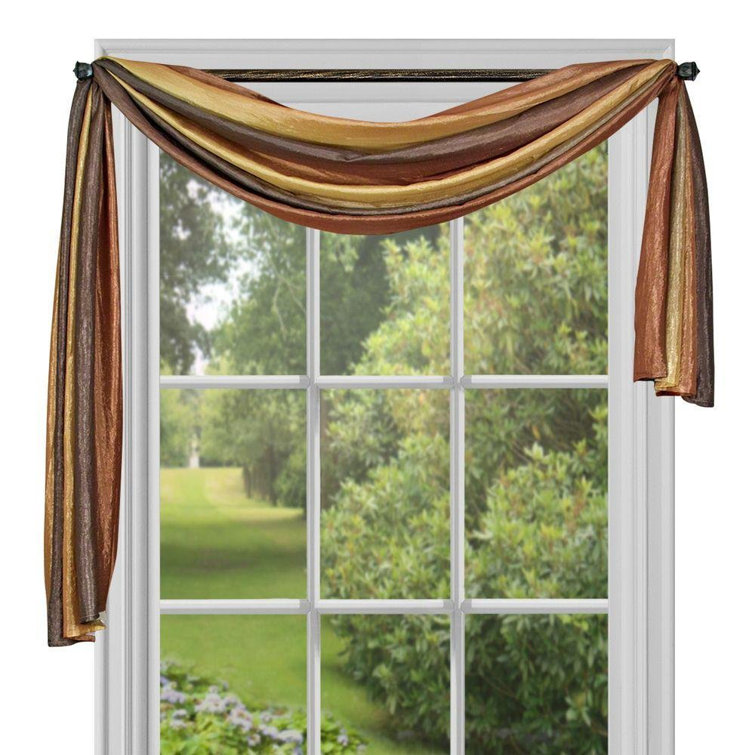 Autumn Faux Silk Sheer Rod Pocket Window Scarf