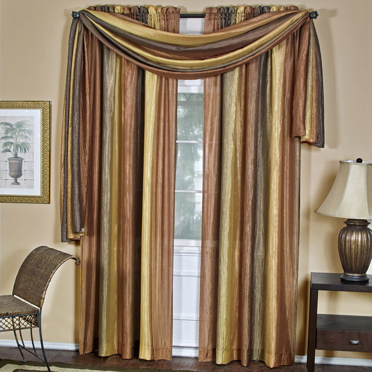 Autumn Faux Silk Sheer Rod Pocket Window Scarf
